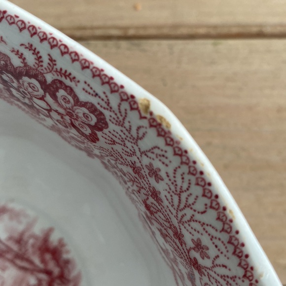 Antique T&J Mayer Longport NONPAREIL Red Pink Bowl - Picture 9 of 11